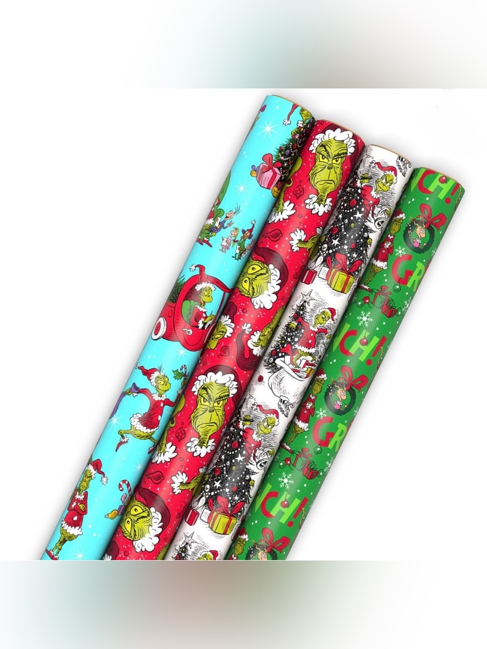 NWT Hallmark Holiday Grinch Wrapping Paper Rolls - 4 PACK